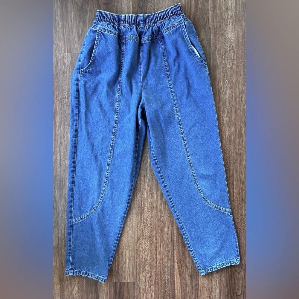 VINTAGE BRISTOL BLUES Elastic Waist Denim Jeans Western Retro | Size 10 (vtg 14) - Picture 5 of 11